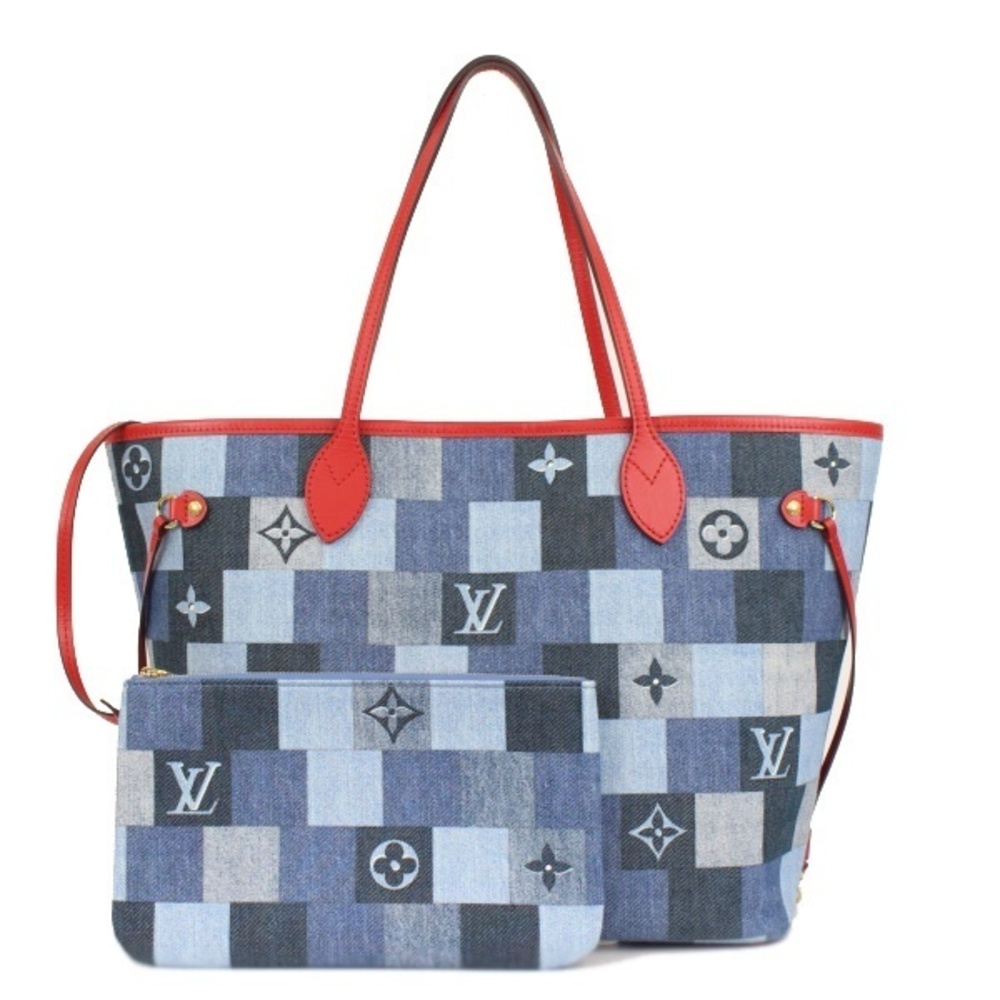 Louis Vuitton Neverfull Mm Denim Patchwork Blue - image 1